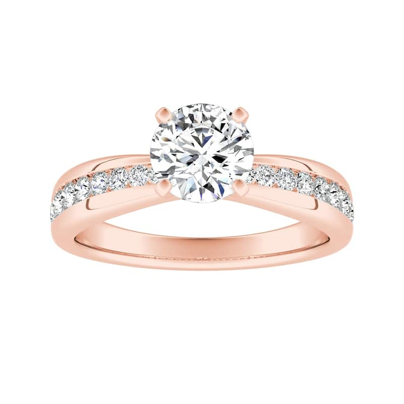 Auriya 14k Gold Round Moissanite Engagement Ring 1.83ctw - Rose - 6.5