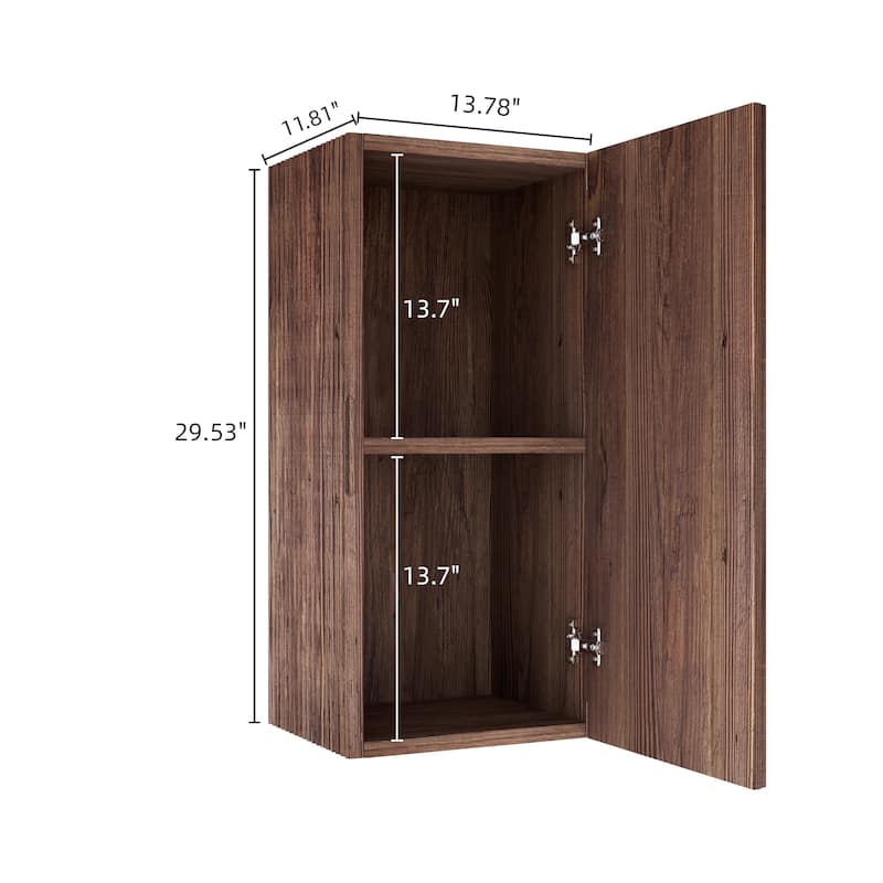 Kali 14" Wall-Mounted Floating Striped Bathroom Vanity Side Cabinet With A Door And A Shelf