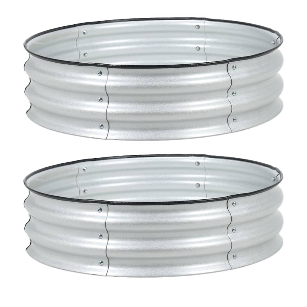 Aoodor Round Raised Garden Bed -Set Of 2-Silver