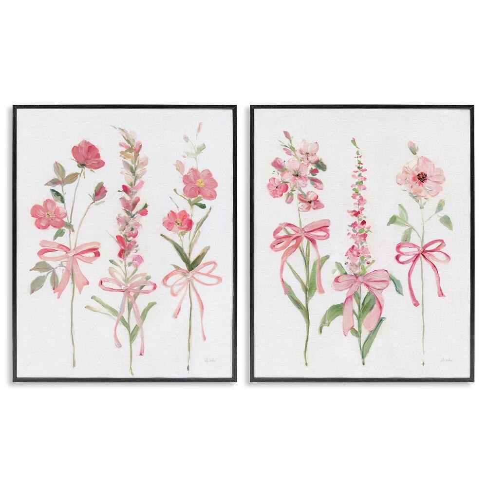Stupell Soft Fresh Pastel Sprigs Framed Giclee Art Design By Sally Swatland (Set of 2)