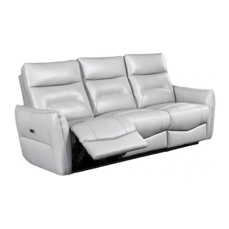 Teren Power Recliner Sofa, 86 Inch, Contemporary Gray Grain Leather
