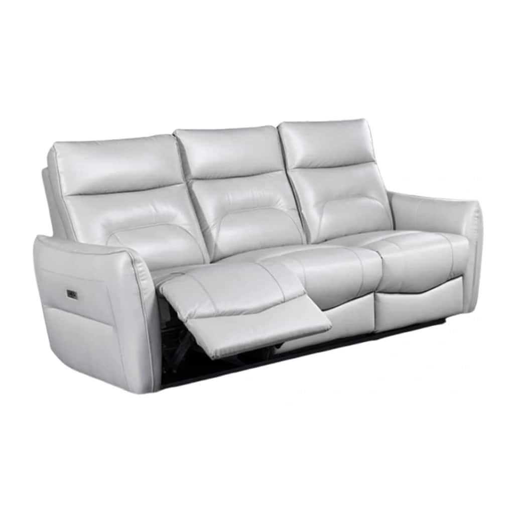 Teren Power Recliner Sofa, 86 Inch, Contemporary Gray Grain Leather