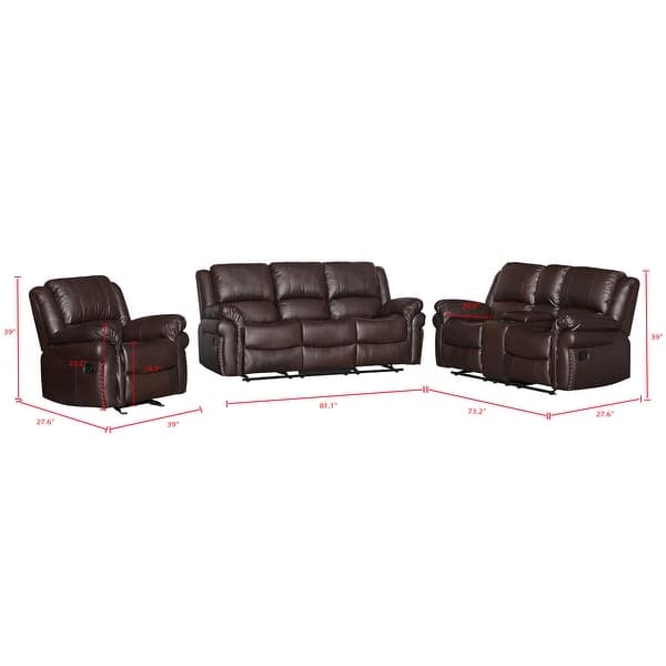 3 - Piece Faux Leather Living Room Set - Bed Bath & Beyond - 43324135
