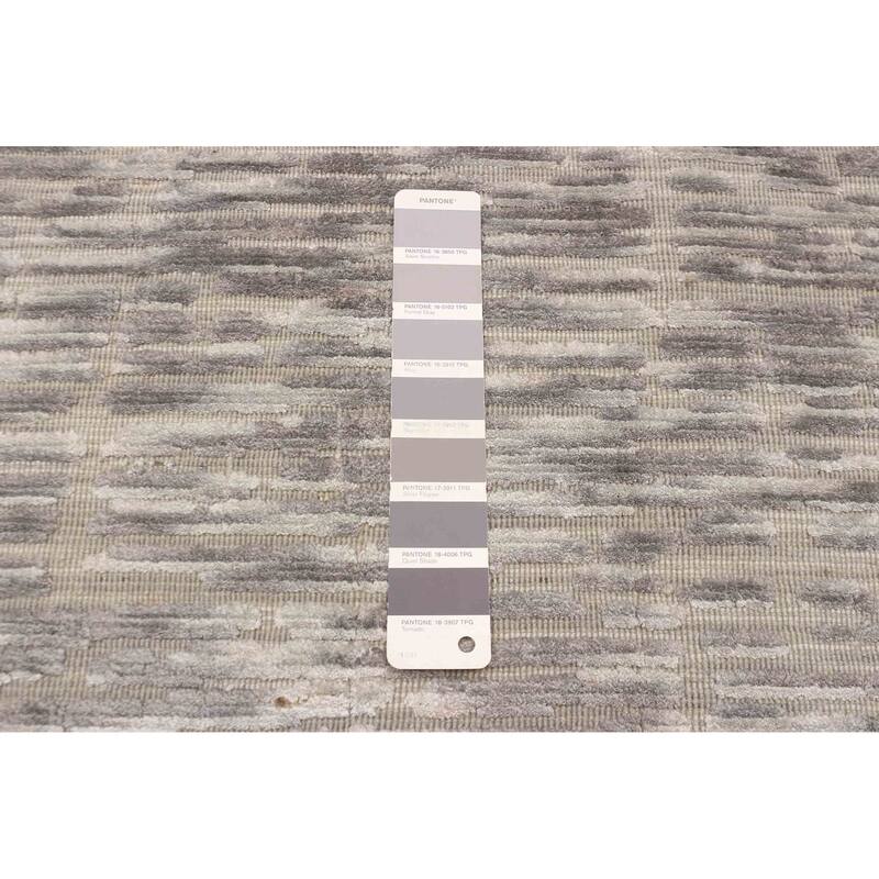 ECARPETGALLERY Hand Loomed Elysian Grey Viscose, Wool Rug - 4'10 x 7'8
