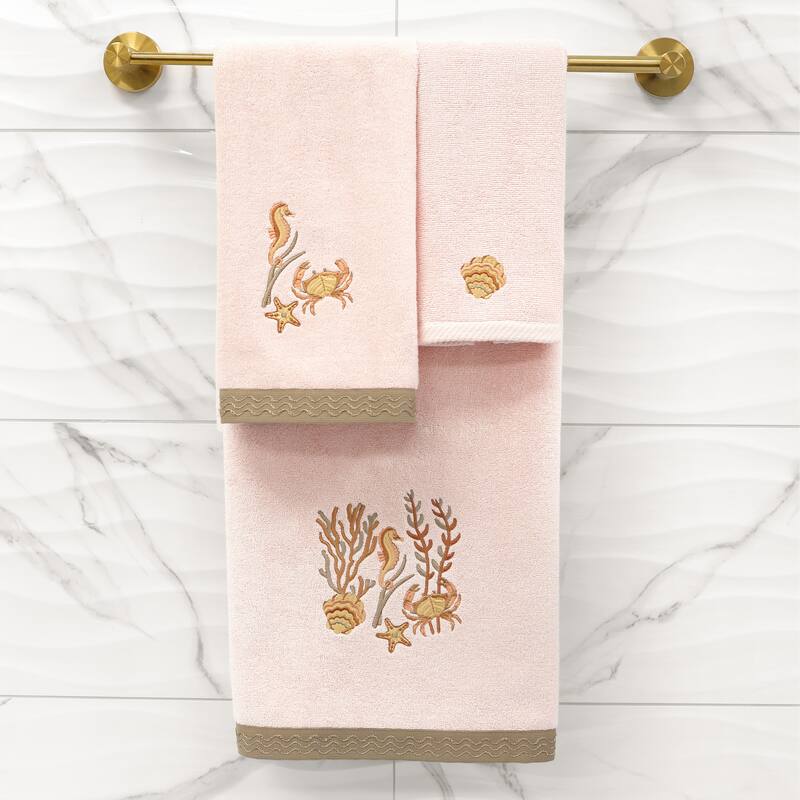 Authentic Hotel and Spa Turkish Cotton Aaron 2PC Embellished Hand Towel Set