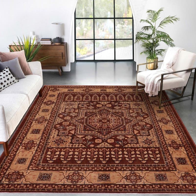 Rustic Heriz Ziegler Jolene Brown Tan Hand-Knotted Rug - 8'0'' x 9'10''