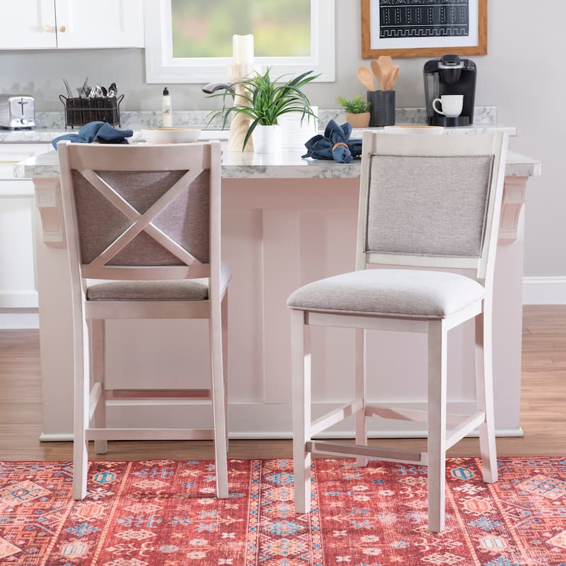 Mckee White Upholstered 25-Inch Counter Stool (Set of 2)