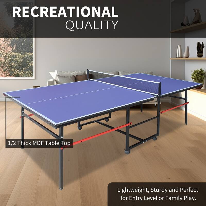 8FT Foldable Tennis Table Ping Pong Table Set, 2 Paddles & 3 Balls