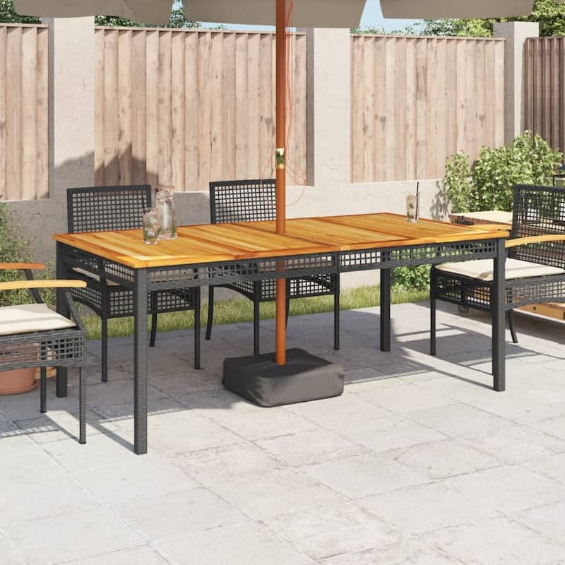 vidaXL Patio Table Furniture Outdoor Garden Backyard Poly Rattan Acacia Wood