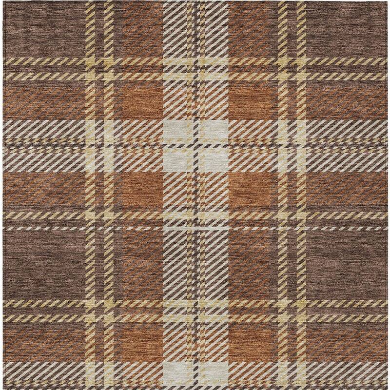 HomeRoots Plaid Transitional Rectangle Outdoor Rug