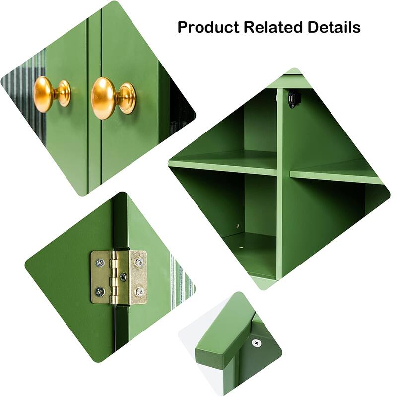 70.8"Modern Wood Large TV Stand Cabinet with 4 Doors, Glass Doors - 70.87L x 17.72W x 24.02Hinches