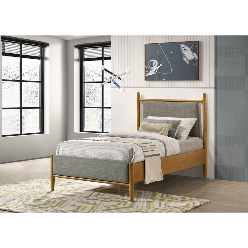 Mason 46-inch Panel Platform Bed Grey and Light Brown