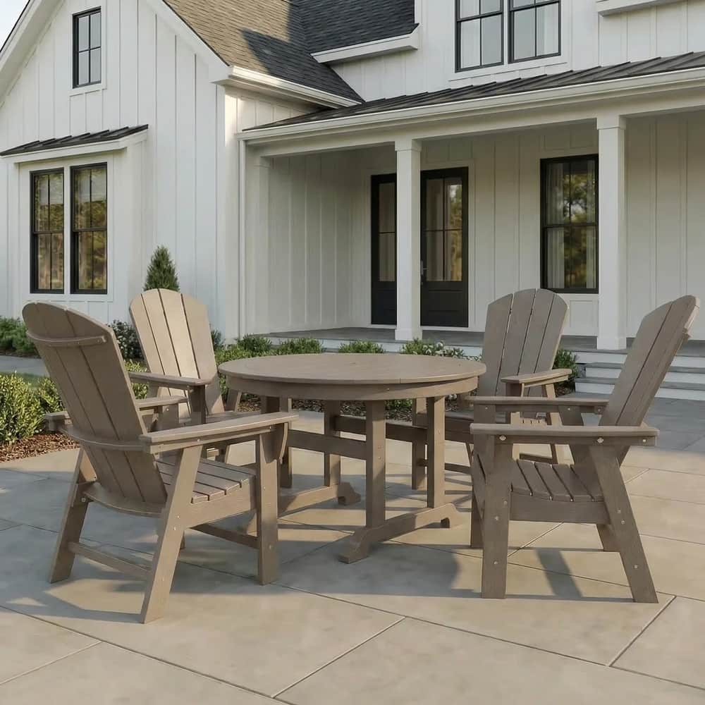 Laguna Hdpe All Weather Outdoor Patio Round Adirondack Dining Chairs Set (5-Piece Set)