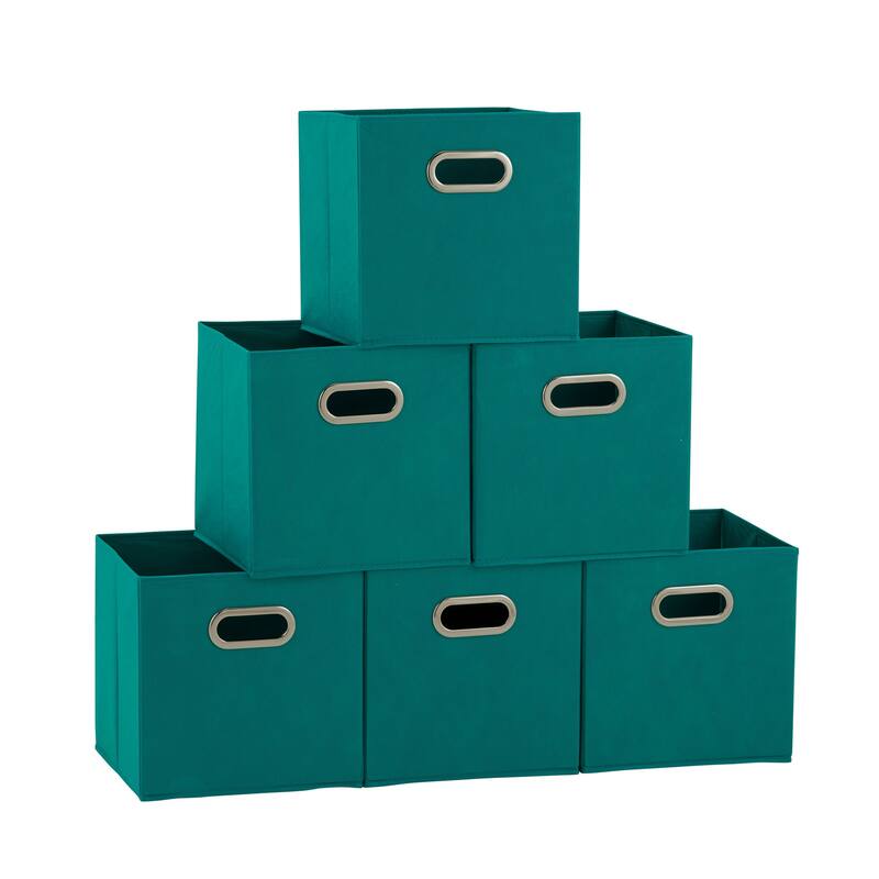 Household Essentials Open Fabric Cube Storage Bins, Set of 6 - Aqua