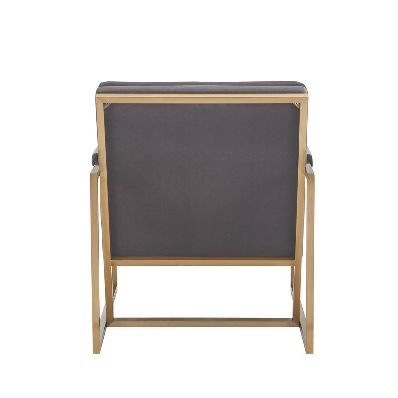 Modrest Anton Modern Grey Velvet & Brass Accent Chair