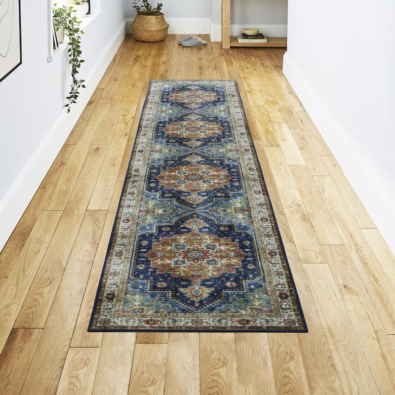 Jean Pierre New York Capri Dream Printed Chenille Rugs - 2x8 - Blue Multi