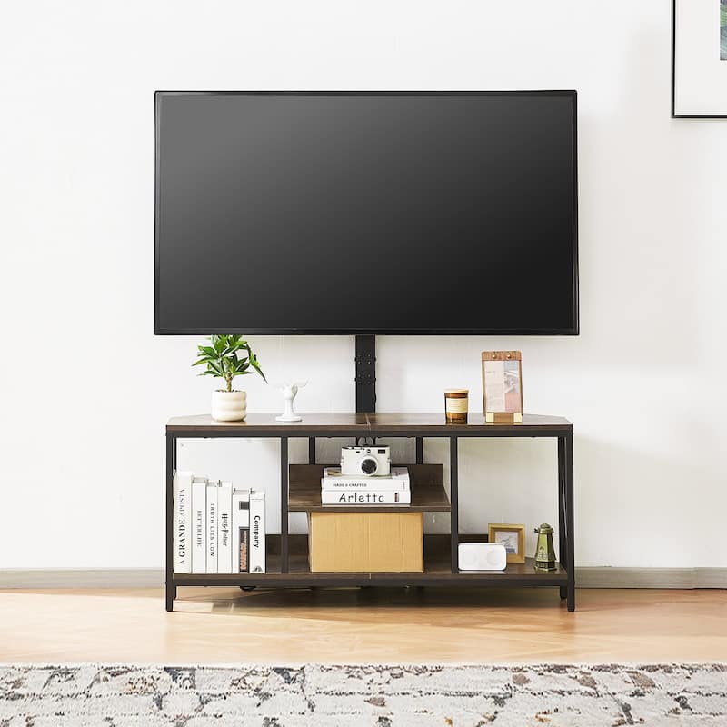 45 Inch TV Stand with Power Outlet, LED Lights, Adjustable Mount and Storage for TV - 45.3 x 13.8 x 20.5 in