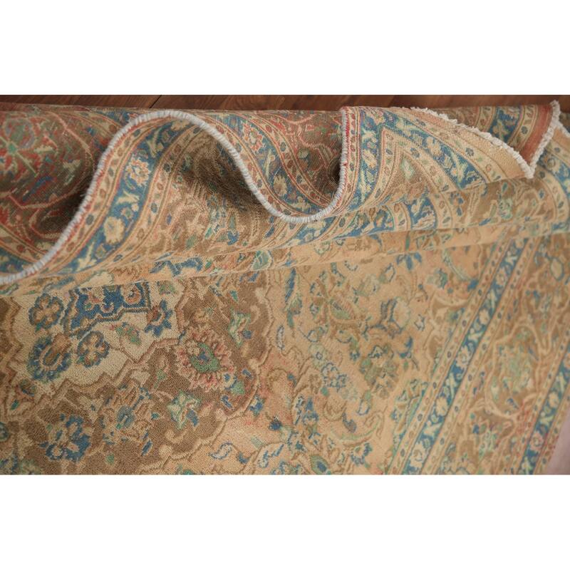 Hand Knotted Oriental 100% Wool Carpet Traditional Floral Oranges & Rust Mashad Area Rug - 9' 6'' X 6' 3''