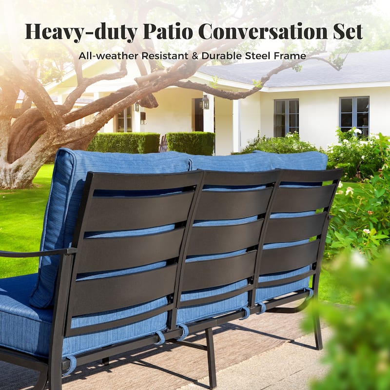 MAISON ARTS Patio Furniture Set 4/6-Piece Outdoor Conversation Set with Gas Fire Pit Table