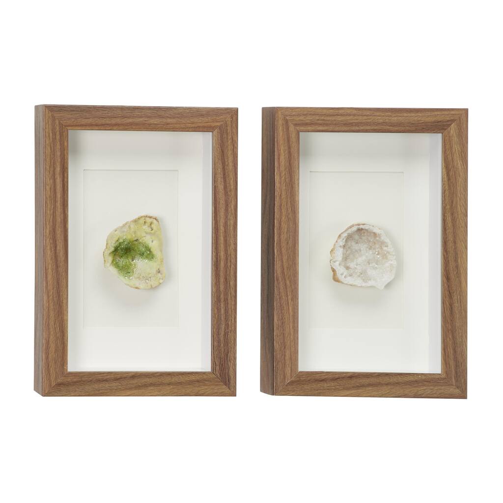 Wooden Floral Shadow Box - Set of 2 White - Roche River Decor
