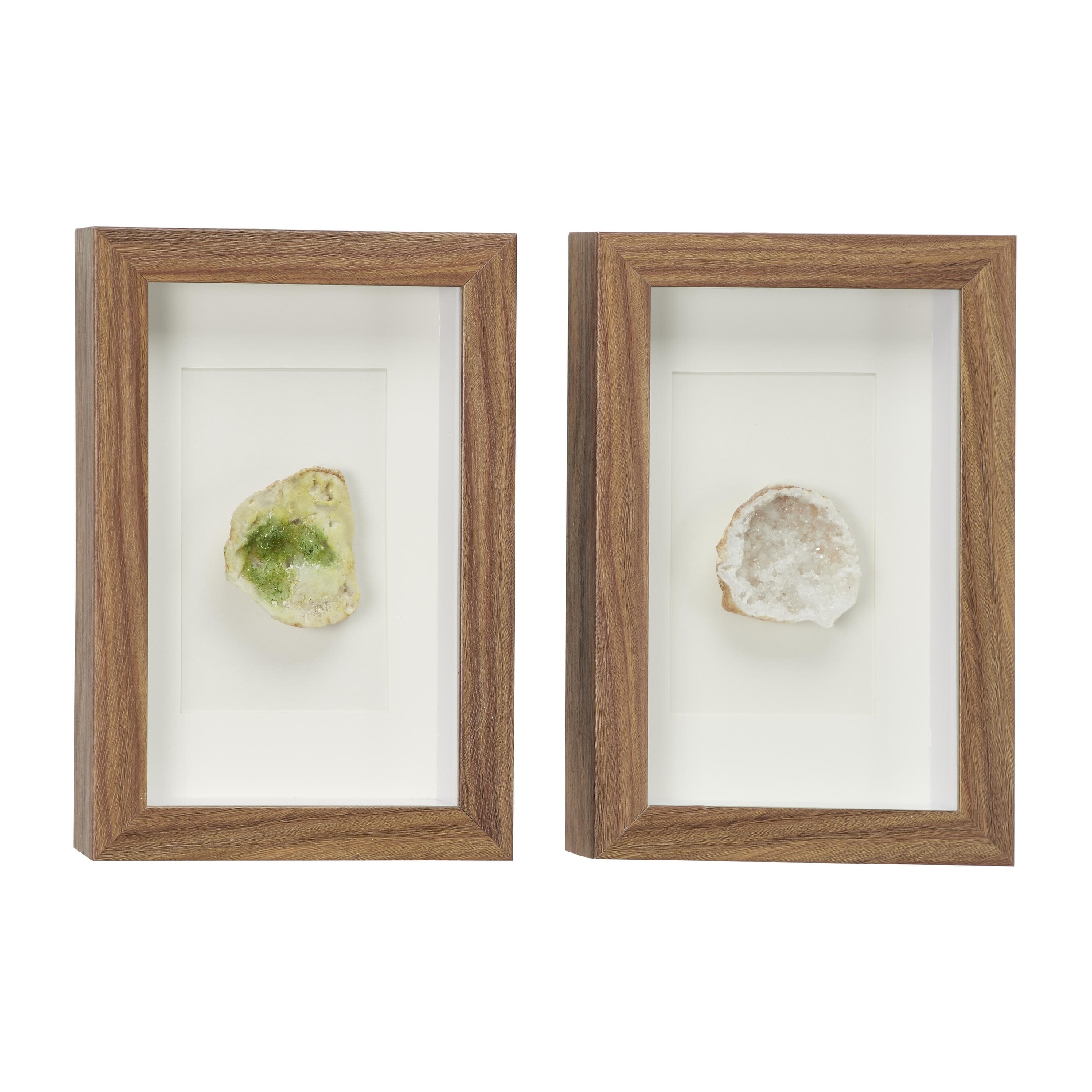 Wooden Floral Shadow Box - Set of 2 White - Roche River Decor
