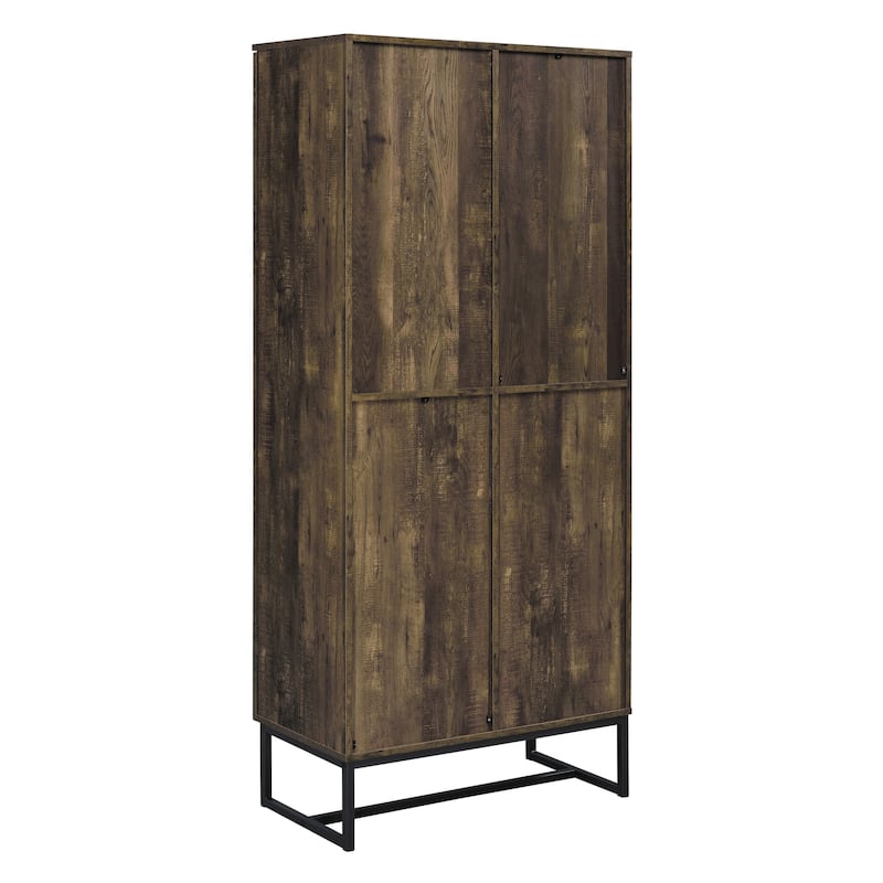 Gunderson Rustic Oak and Gunmetal 8-Shelf Accent Cabinet