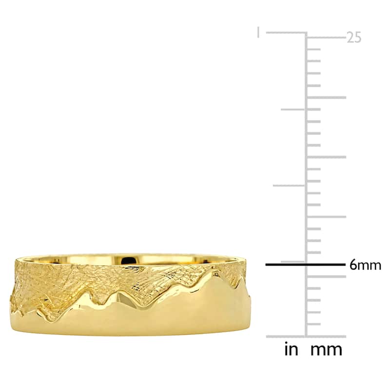 Miadora Mens Mountain Design Wedding Band in 14k Yellow Gold