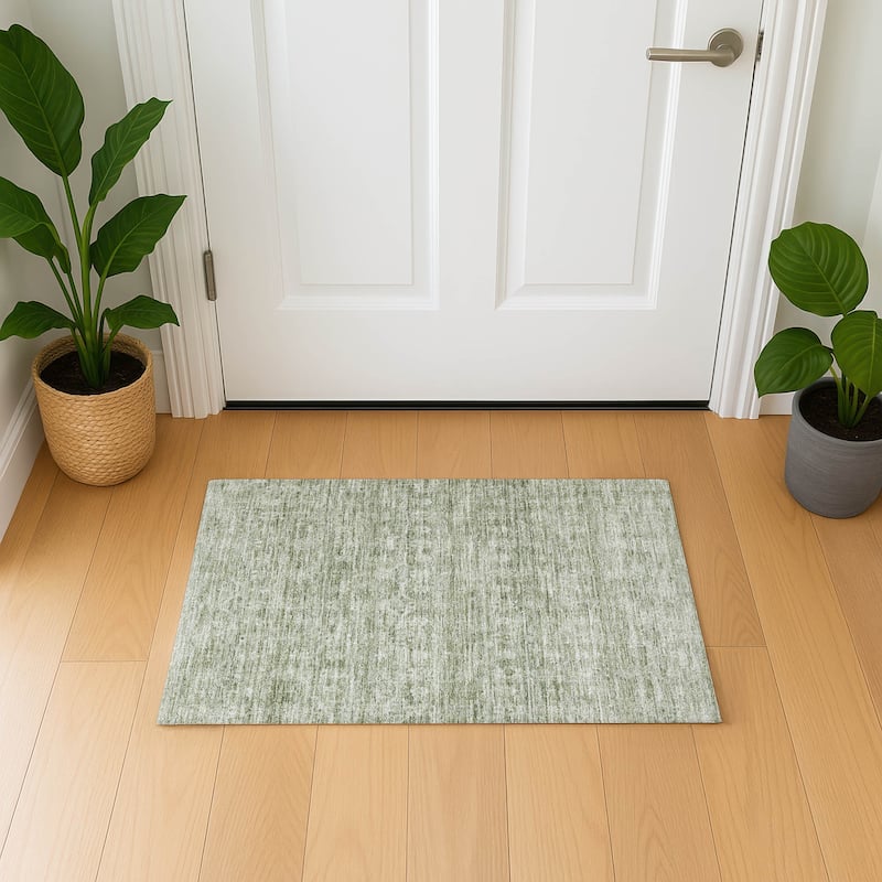 Premium Washable Super Soft Vintage Traditional Mayfield Rug - Sage - 1'8" x 2'6"