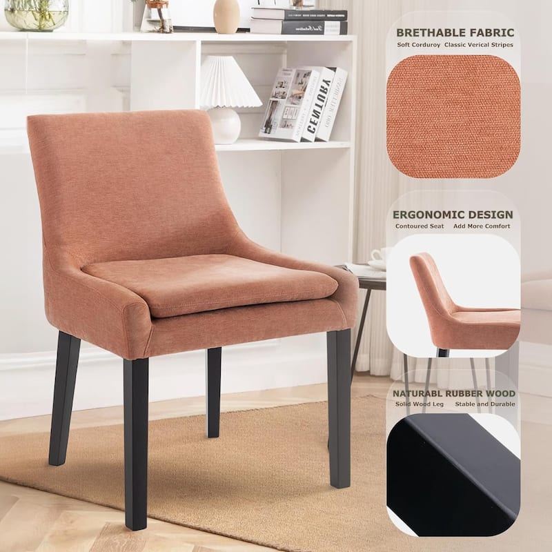 Upholstered Corduroy Accent Side Leisure Chairs with Soild Wood Legs