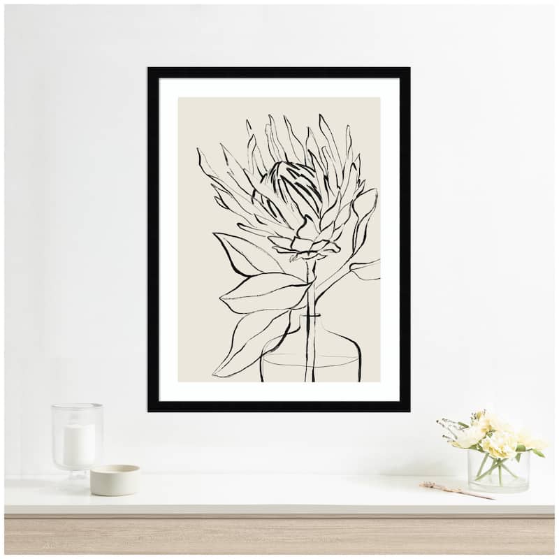 Kate and Laurel SB Protea Sketch No. 1 by Sara Berrenson Framed Wall Art Print
