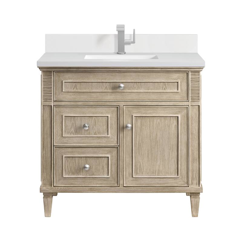 James Martin Vanities Lorelai 36" Single Vanity, Whitewashed Oak - White Zeus - Single Hole