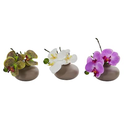 7" Phalaenopsis Orchid Artificial Arrangement (Set of 3) - 7