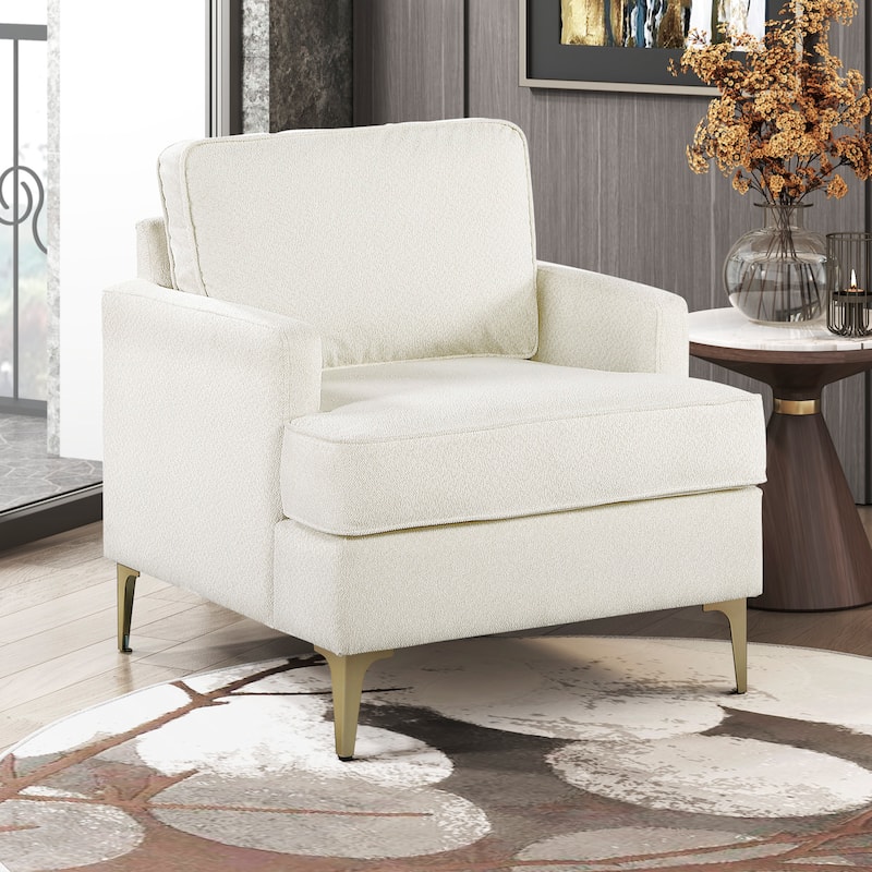 Grove 28.5" Chenille Accent Chair - Brushed Gold Finish Metal Legs