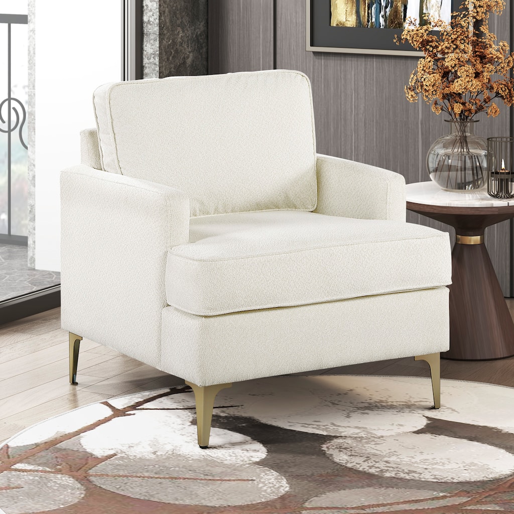 Grove 28.5" Chenille Accent Chair - Brushed Gold Finish Metal Legs