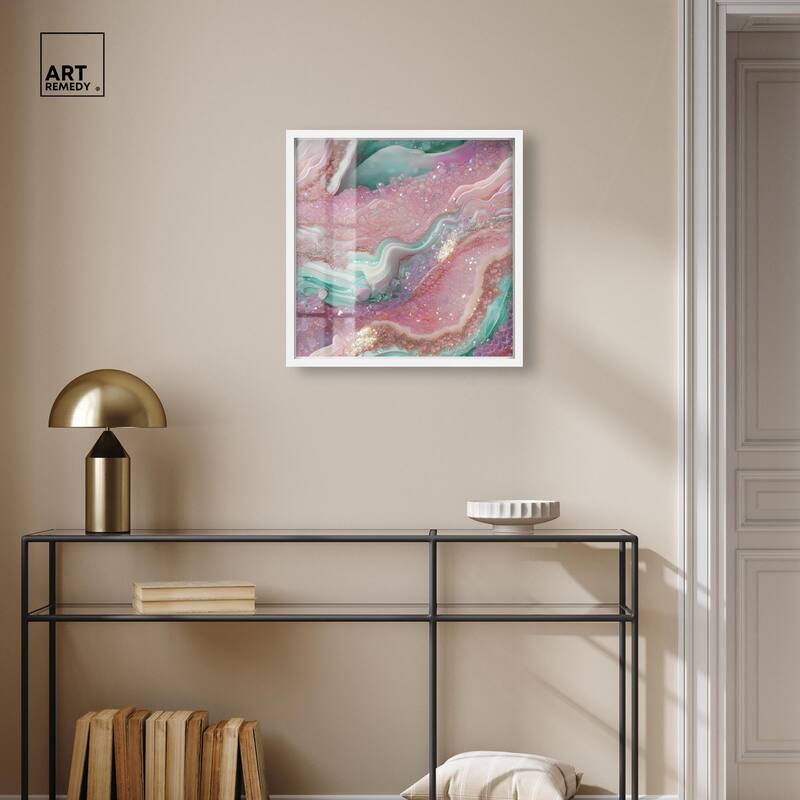 Pink and Mint Crystal III Shadowbox by Art Remedy