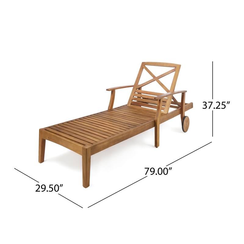 Perla Outdoor Acacia Wood Chaise Lounge (Set of 4) by Christopher Knight Home