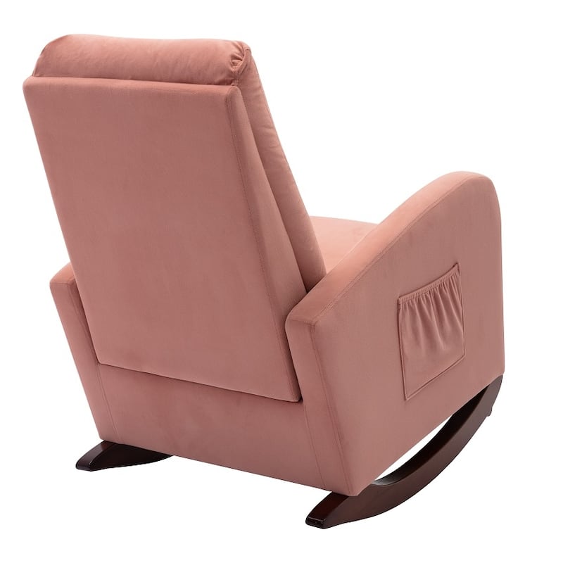 Baby Room High Back Rocking Chair Nursery Chair , Comfortable Rocker Fabric Padded Seat ,Modern High Back Armchair