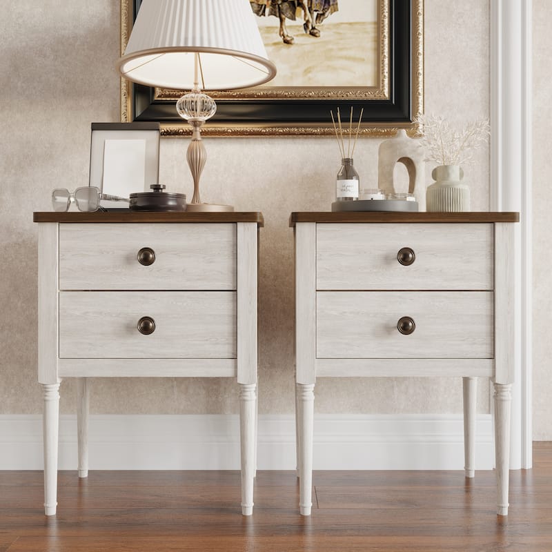 CraftPorch 3 Piece Bedroom Nightstands Set Classic Button Tufted Bed