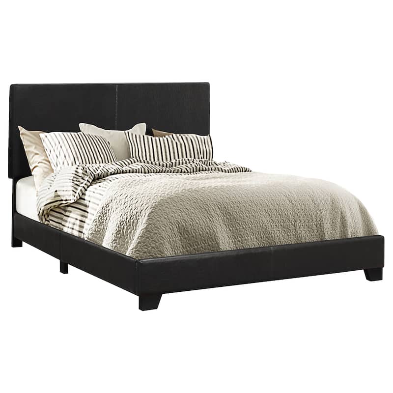 Black Upholstered California King Bed Frame with Solid Wood Legs