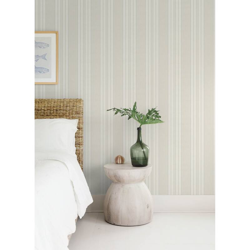 A-Street Prints Navarres Stripe Neutral Faux Linen Wallpaper