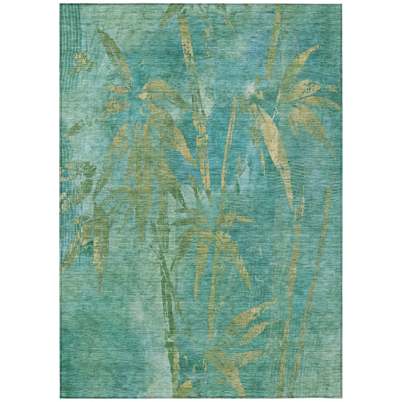 Machine Washable Indoor/ Outdoor Modern Floral Chantille Rug