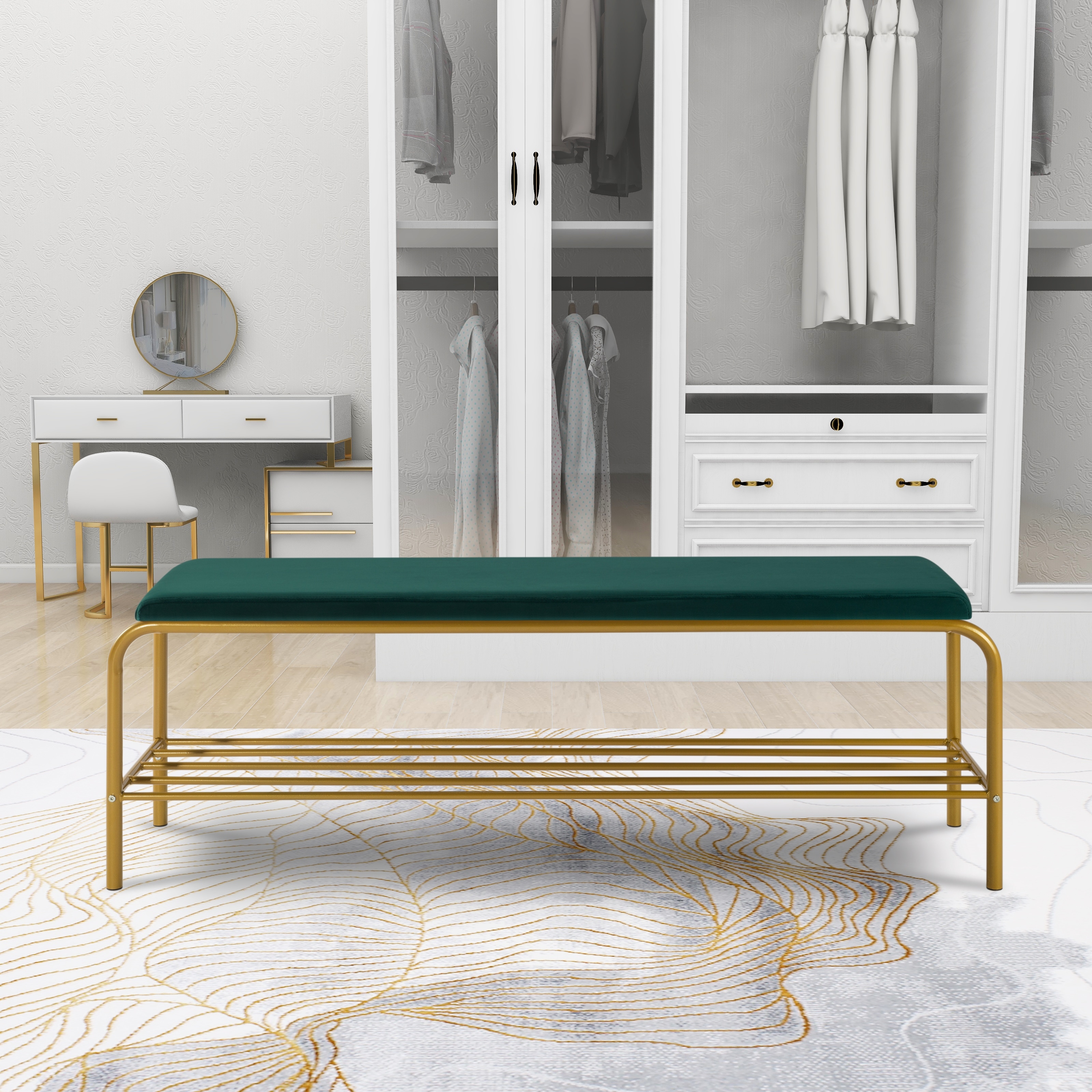 Upholstered shoe sales storage bench