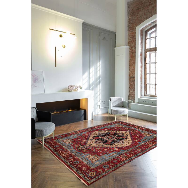 ECARPETGALLERY Hand-knotted Serapi Heritage Dark Red Wool Rug - 8'10 x 12'1