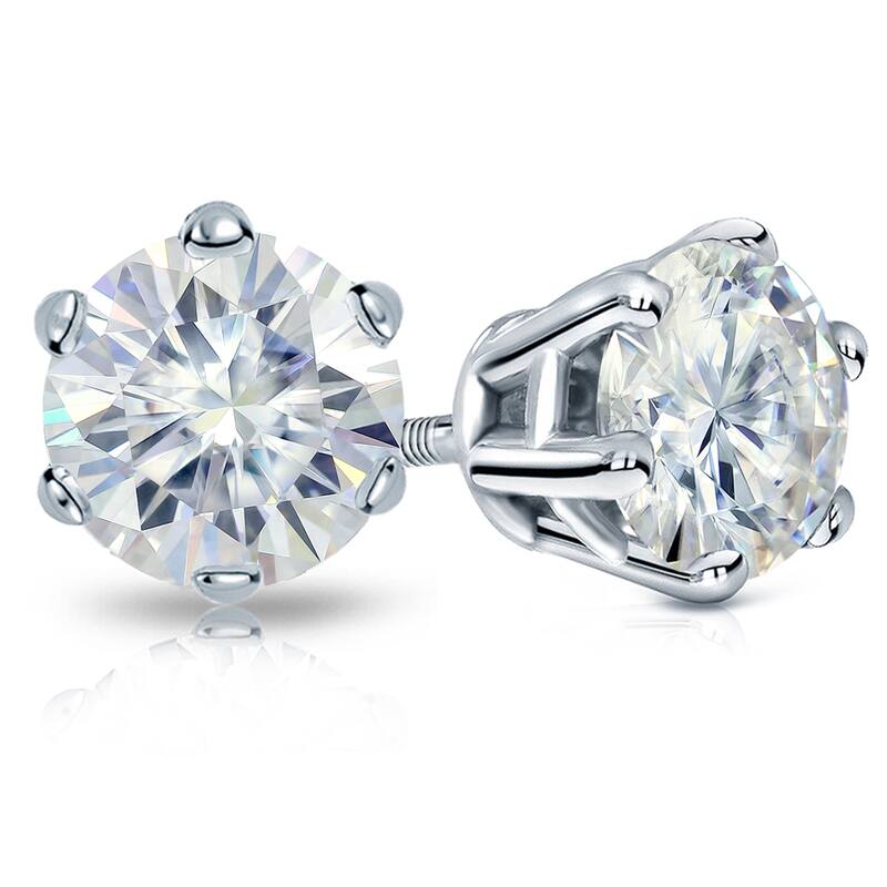Auriya 2 1/2ctw Round Moissanite Stud Earrings 14k Gold - 7 mm - White