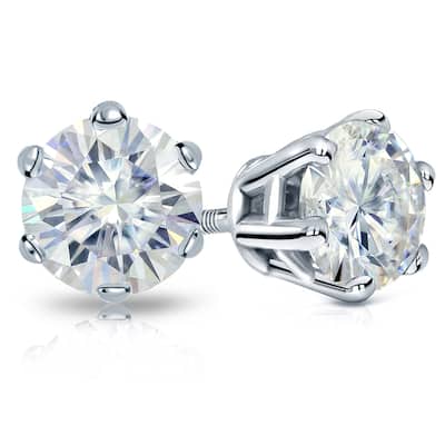 Auriya Platinum 2ctw Round Moissanite Stud Earrings - 6.5 mm