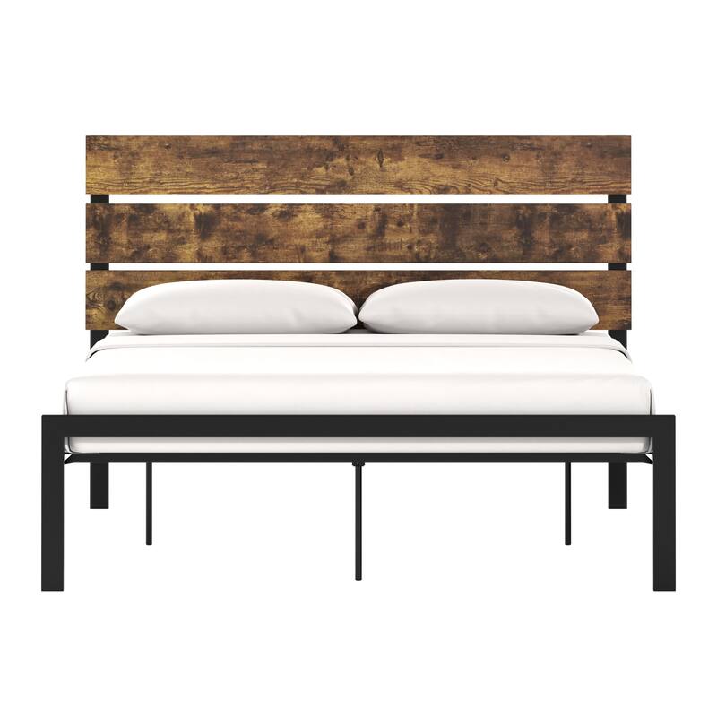 Aabira Metal Platform Bed with Wood Finish Panels by iNSPIRE Q Modern