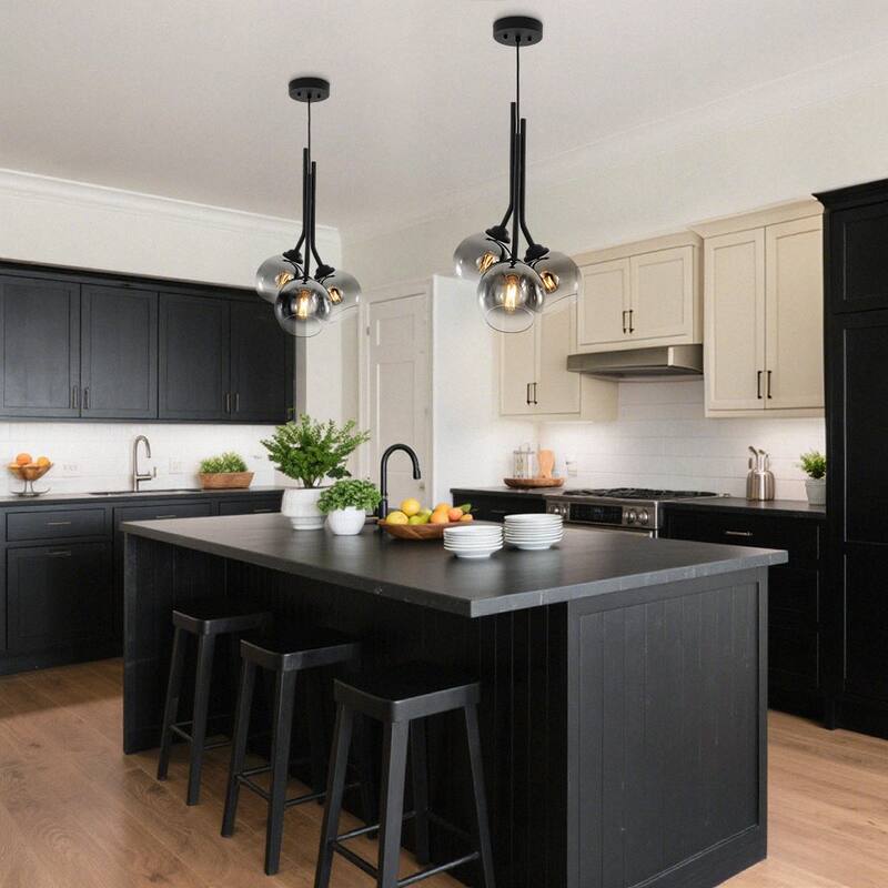 3-Light Contemporary Handcrafted Mirror Glass Pendant - N/A