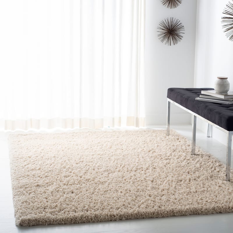 SAFAVIEH Fontana Shag Kimberlie Solid 2-inch Thick Rug - 4' x 6' - Creme - Rectangle