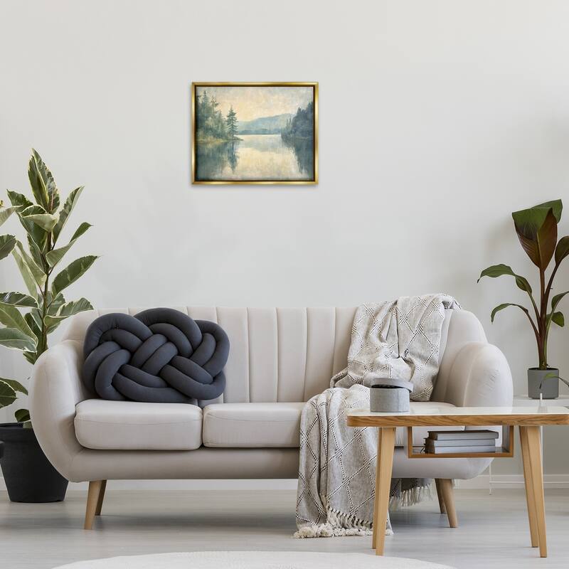 Stupell Mountain's Reflection Landscape Framed Floater Canvas Wall Art Design By Petal Prints Design