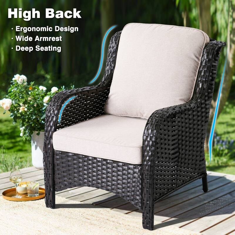 OVIOS 6-piece Patio Wicker Furniture Set With 30" Fire Table